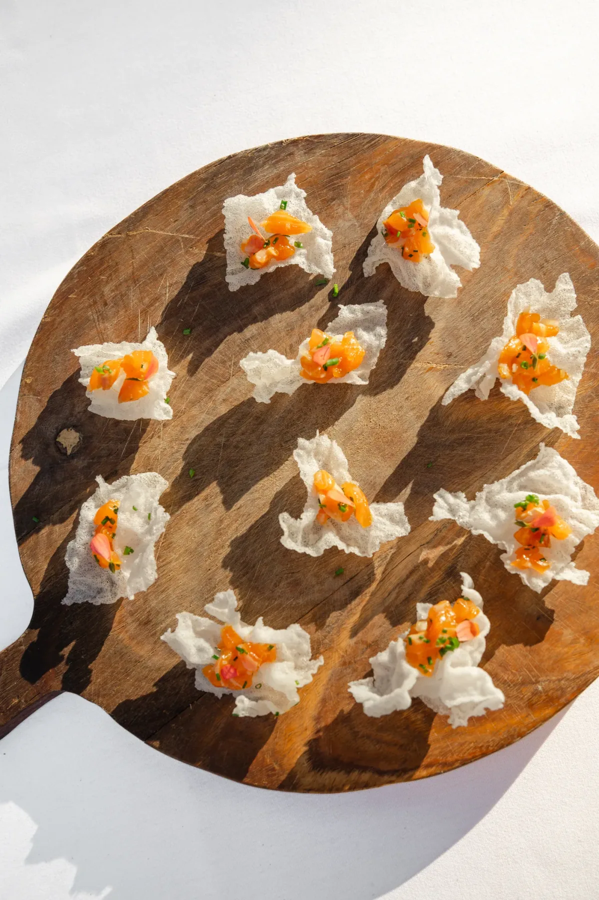 Canapés with edible flowers by All Purpose Flower